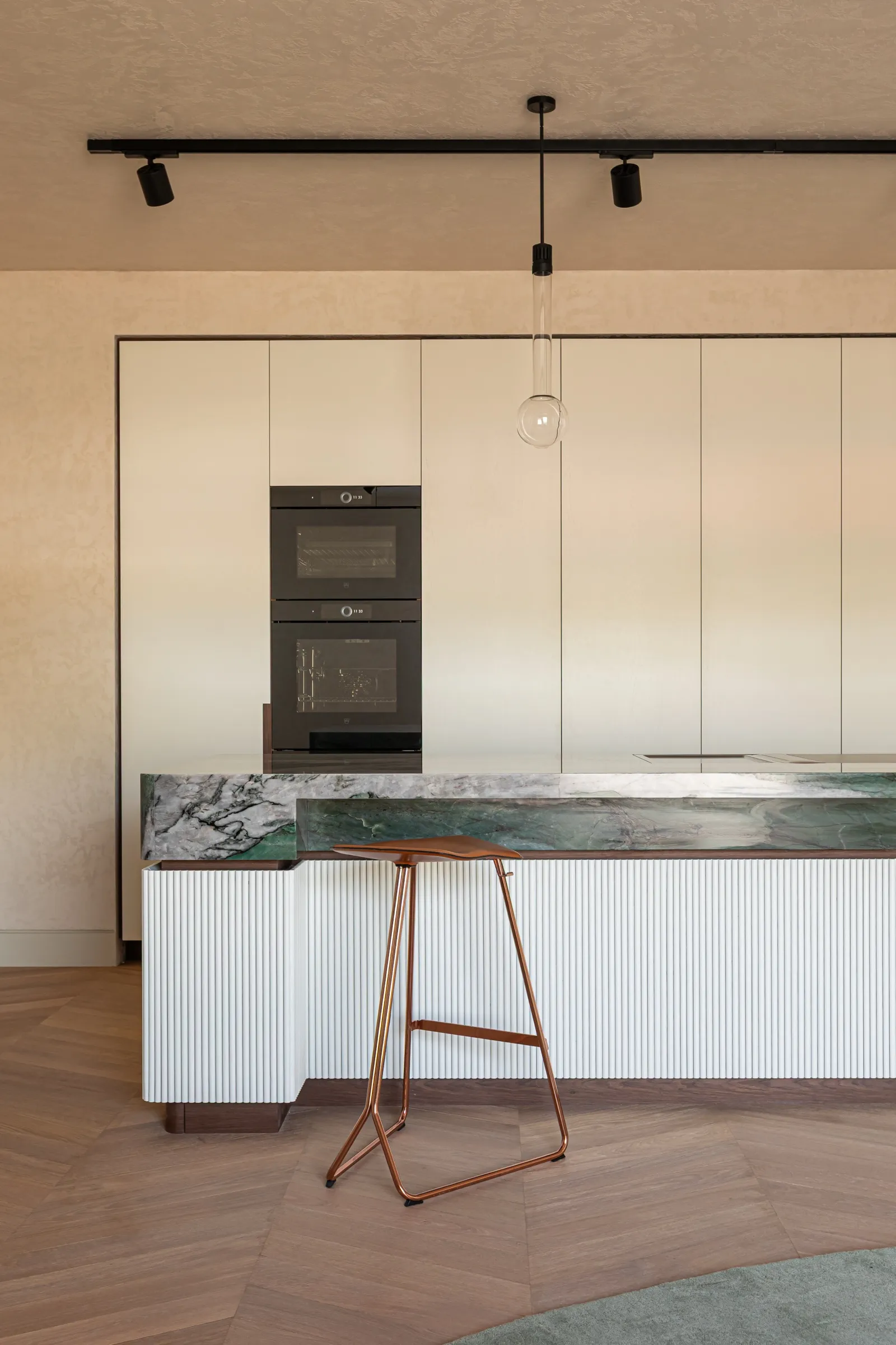 Grove — green quartzite and oak, view 2