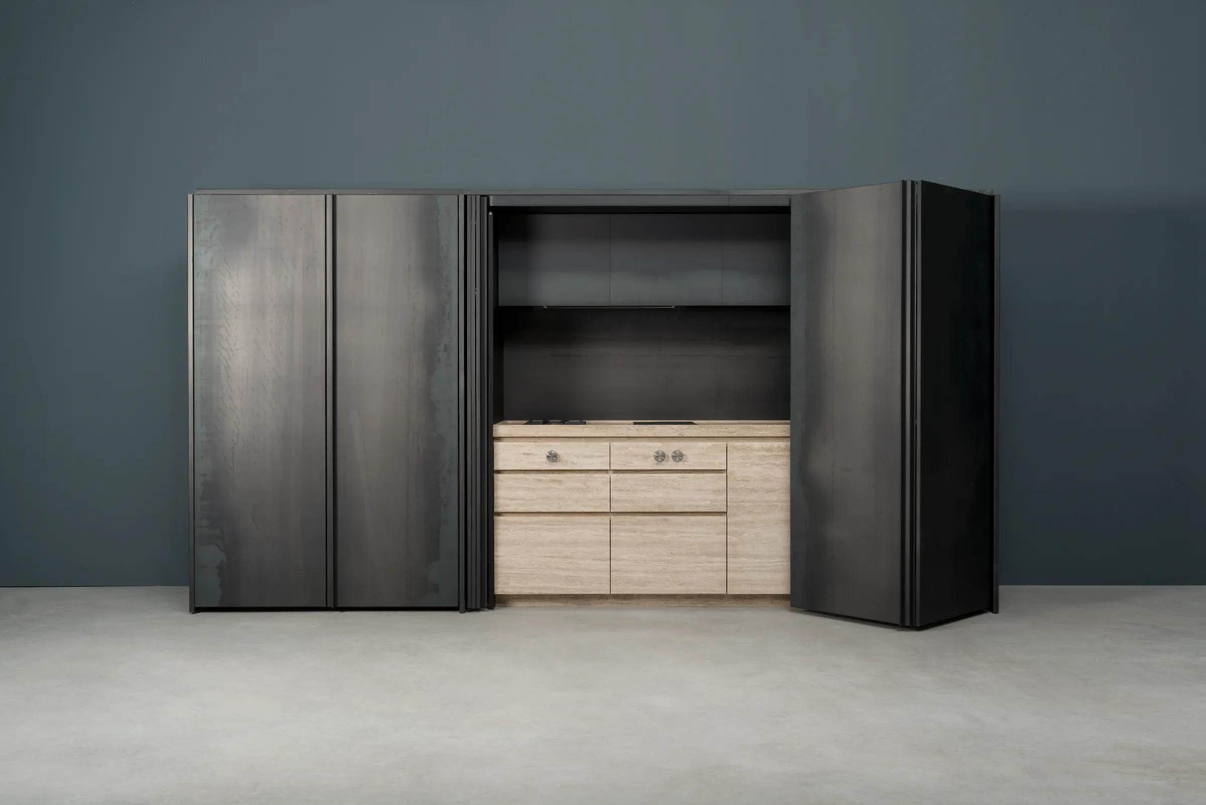 Sider — stone and steel kitchen island, view 4