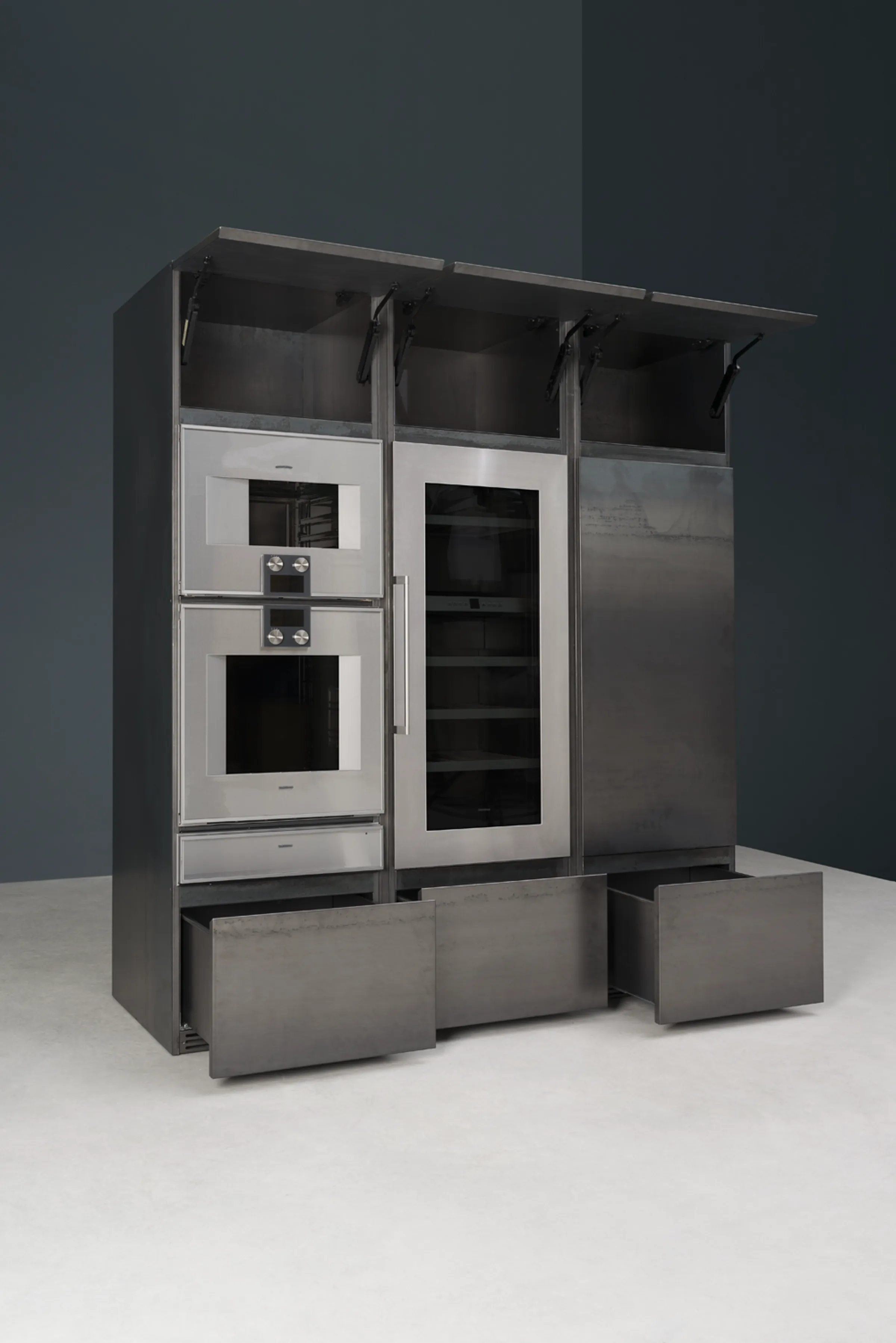 Sider — stone and steel kitchen island, view 7